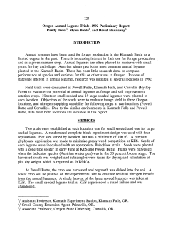 Oregon Annual Legume Trials-1992 Preliminary Repor