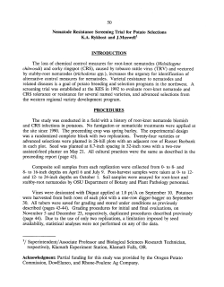 Nematode Resistance Screening Trial for Potato Selections