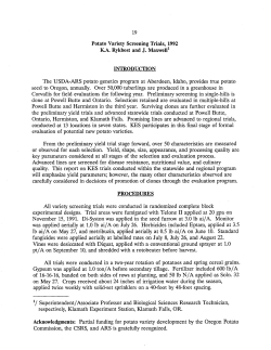 Potato Variety Screening Trials, 1992