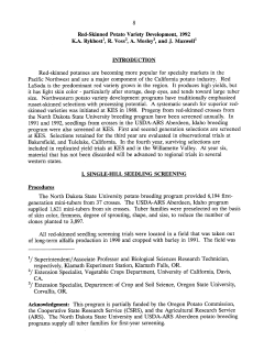 Red-Skinned Potato Variety Development, 1992