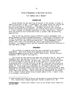 Cultural Management of New Potato Varieties