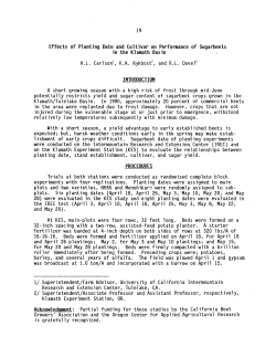 Effects of Planting Date and the Cultivar on Performance of Sugarbeets in the Klamath Basin