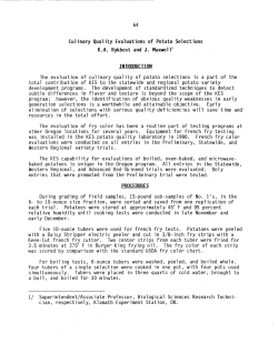 Culinary Quality Evaluations of Potato Selections