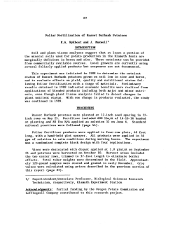 Foliar Fertilization of Russet Burbank Potatoes