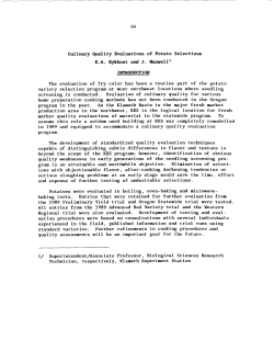 Culinary Quality Evaluations of Potato Selections