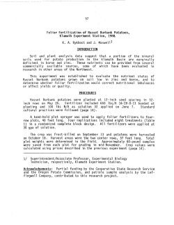 Foliar Fertilization of Russet Burbank Potatoes