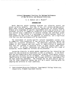 Cultural Management Practices for Optimum Performance of New Variety Adv Selections