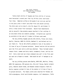 Hay Yield, Protein and Digestibility of Grasses and Legumes