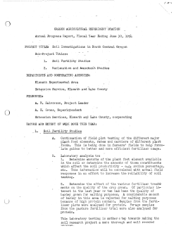 Soil Investigation in South Central Oregon, 1953-1954
