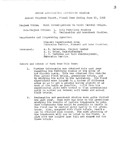 Soil Investigations in South Central Oregon