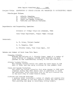 Adaptation of Forage Species and Varieties to South Central Oregon