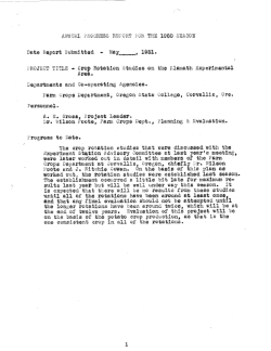 Annual Progress Report for the 1950 Season