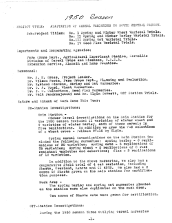 Adaptation of Cereal Varieties in South Central Oregon