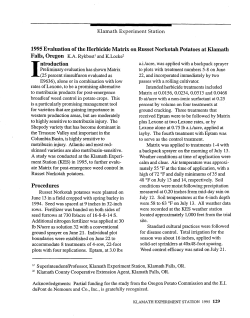 1995 Evaluation of the Herbicide Matrix on Russet Norkotah Potatoes at Klamath Falls, Oregon