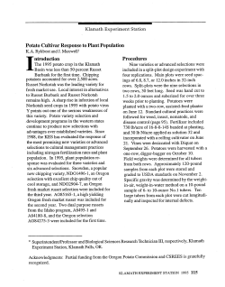 Potato Cultivar Response to Plant Population