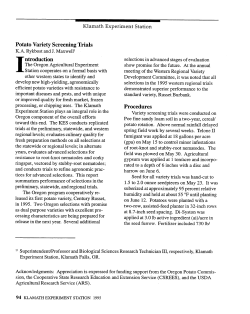 Potato Variety Screening Trial