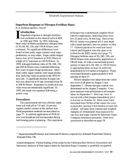 Sugarbeet Response to Nitrogen Fertilizer Rates