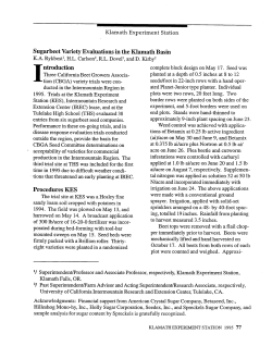 Sugarbeet Variety Evaluations in the Klamath Basin