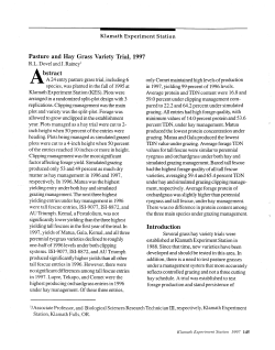 Pasture and Hay Grass Variety Trial, 1997