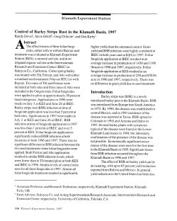 Control of Barley Stripe Rust in the Klamath Basin, 1997