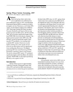 Spring Wheat Variety Screening, 1997