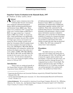 Sugarbeet Variety Evaluation in the Klamath Basin, 1997