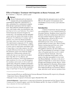 Effect of Seedpiece Treatment with Fungicides on Russet Norkotah, 1997