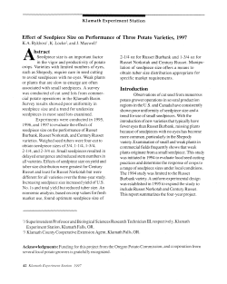 Effect of Seedpiece Size on Performance of Three Potato Varieties, 1997
