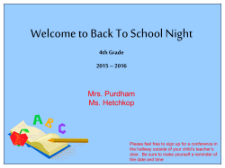 Back To School Night Presentation