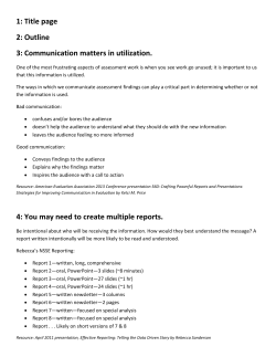 Sharing Reporting on Assessment Results