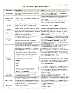 Updated Excel Tip Sheet