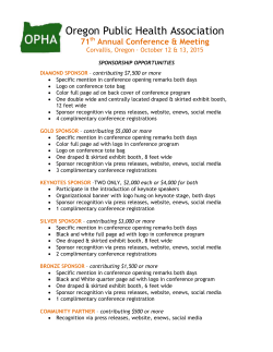 OPHA 2015 Sponsor-Exhibitor Prospectus