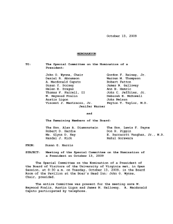 Special Committee on the Nomination of a President, October 13, 2009