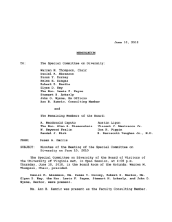 Special Committee on Diversity, June 10, 2010