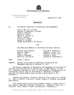 Special Committee on Governance and Engagement, February 20, 2014