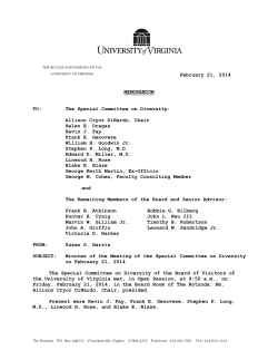 Special Committee on Diversity, February 21, 2014