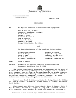 Special Comittee on Governance and Engagement, June 5, 2014