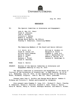 Special Committee on Governance and Engagement, July 30, 2014