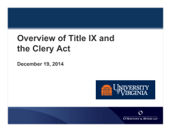 Presentation on Title IX and the Clery Act