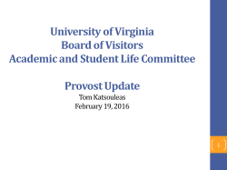 Presentation by the EVP Provost