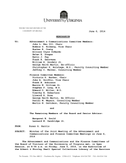 Joint Advancement Communications and Finance Committees - June 6, 2014