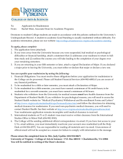 Application for Readmission