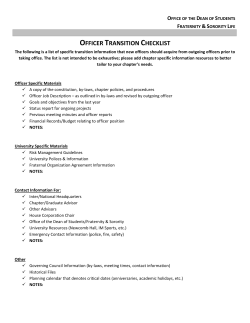 Officer Transition Worksheets