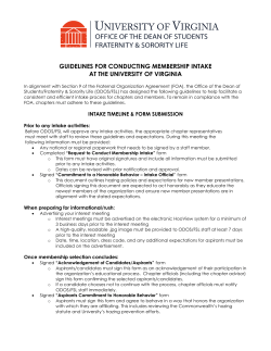 Guidelines for Membership Intake