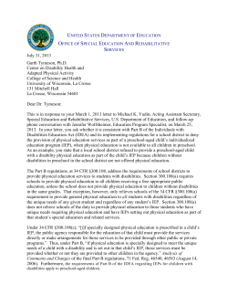 OSPE Policy Letter regarding Physical Education for preschool children with disabilities: Click Here