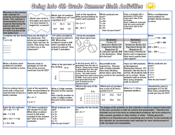 Summer Math Packet 2015 (Going into 4th grade)