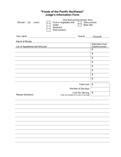 Foods of the Pacific Northwest (Food Preparation) Junior