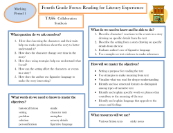 Reading Quarter 1: Reading for Literary Experience