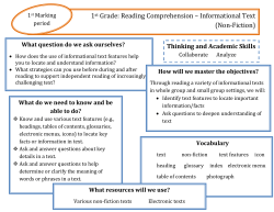 1st Quarter Reading- Informational Text