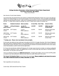 4th Grade Chorus Information Cluster Concert Participation Form